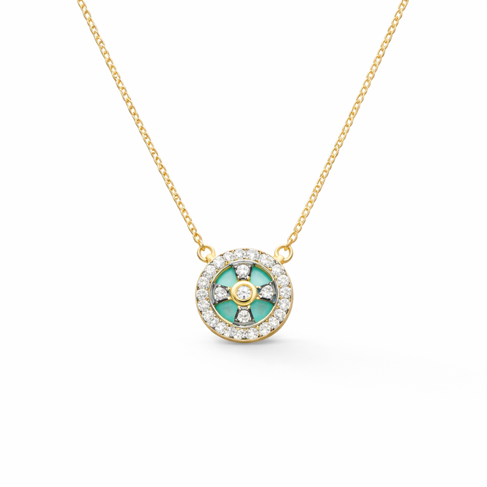 Turquoise Clover Cage Pendant Necklace