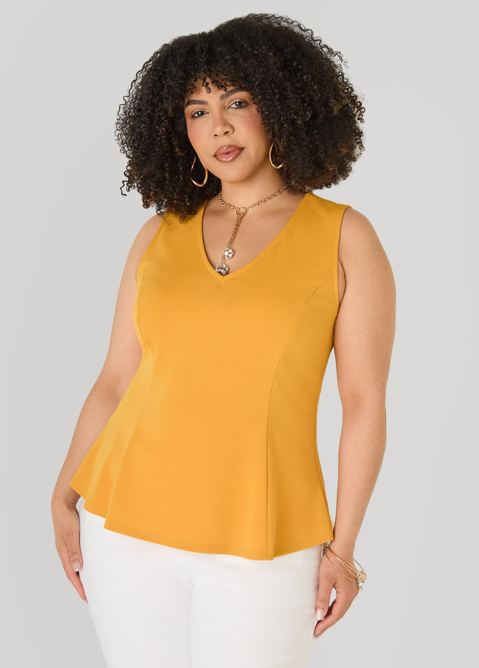 Stretch Crepe Peplum Top