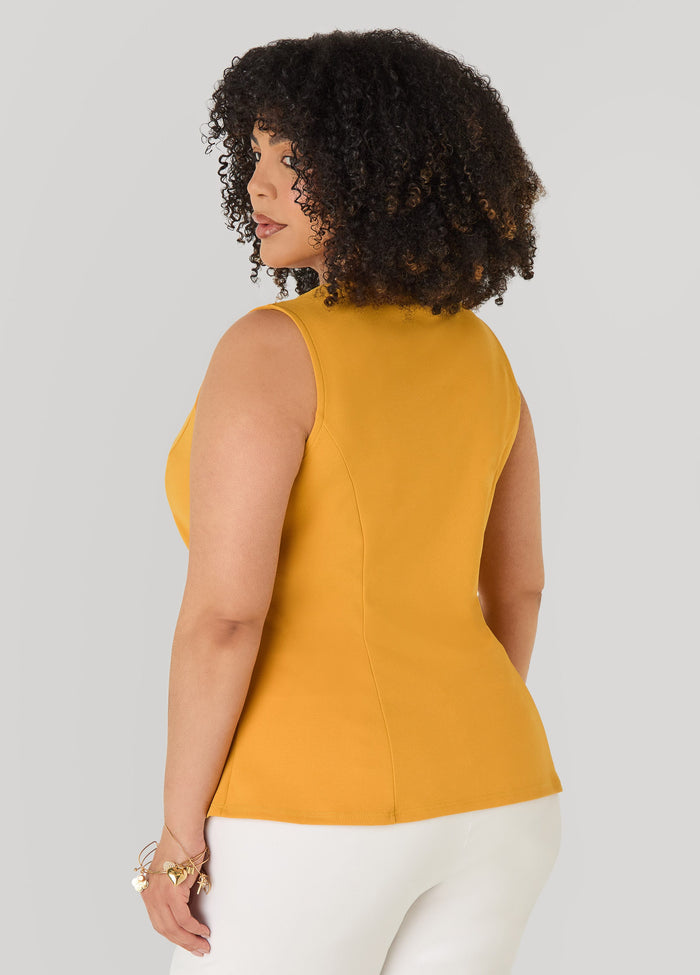 V Neck Stretch Crepe Peplum Top