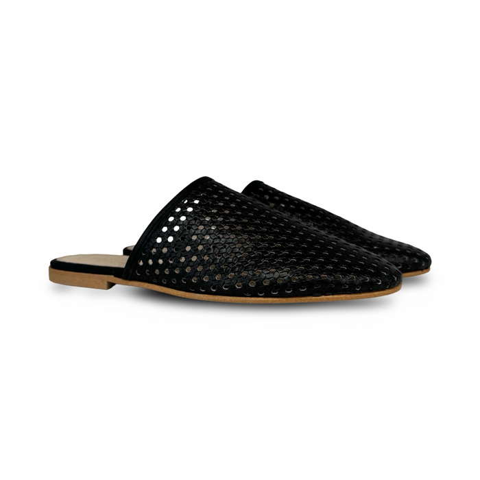 Valencia Black Wicker Slides