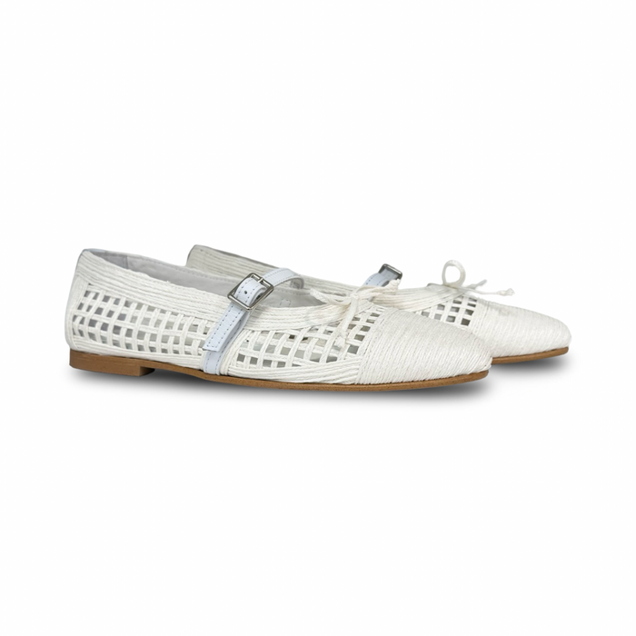 Valencia White Crochet Buckle Mary Jane