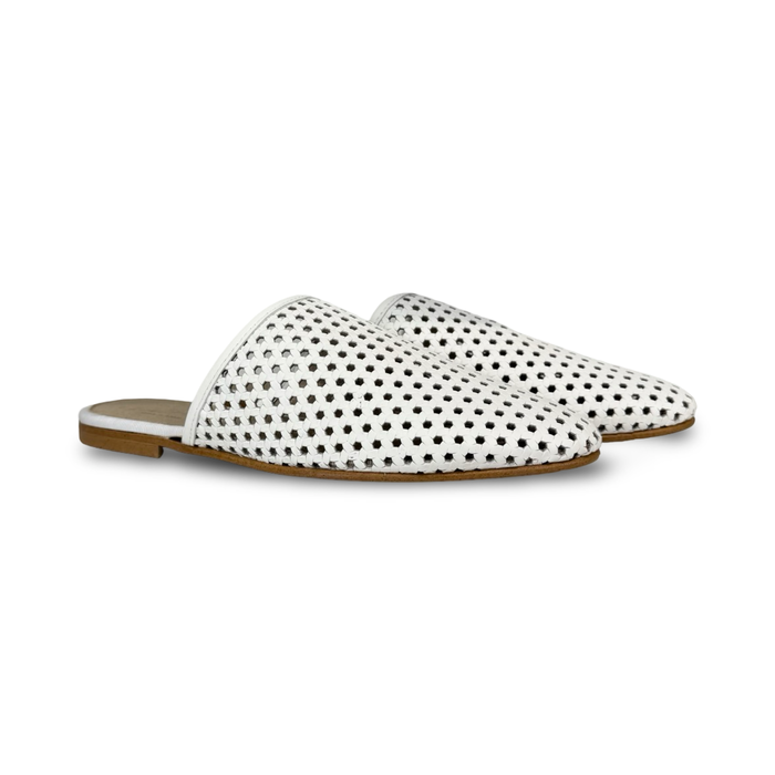 Valencia White Wicker Slides