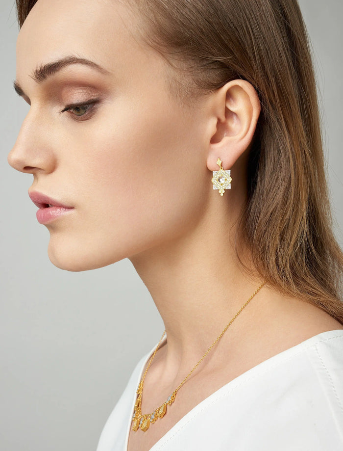 Visionary Fusion Stone Motif Drop Earrings