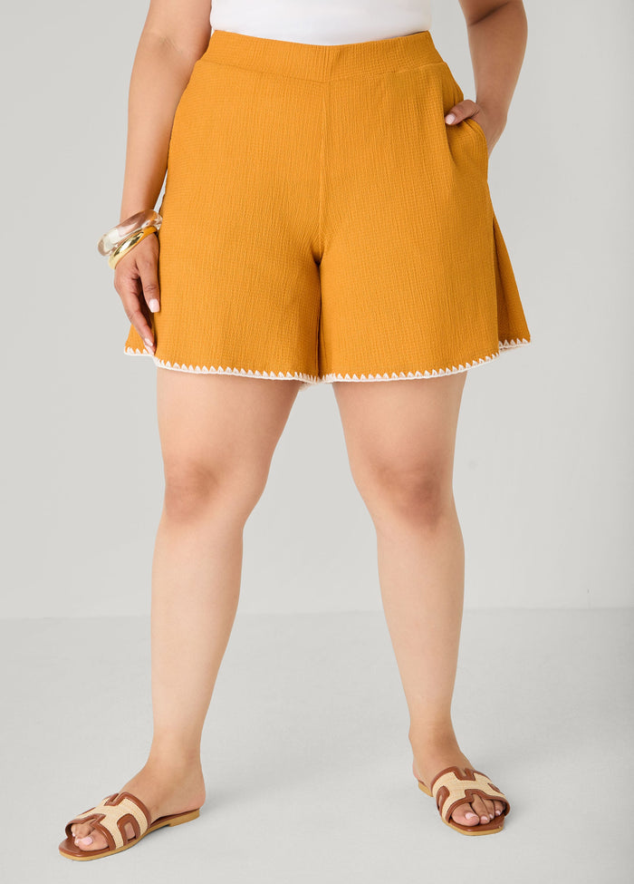 Whipstitched Textured Shorts